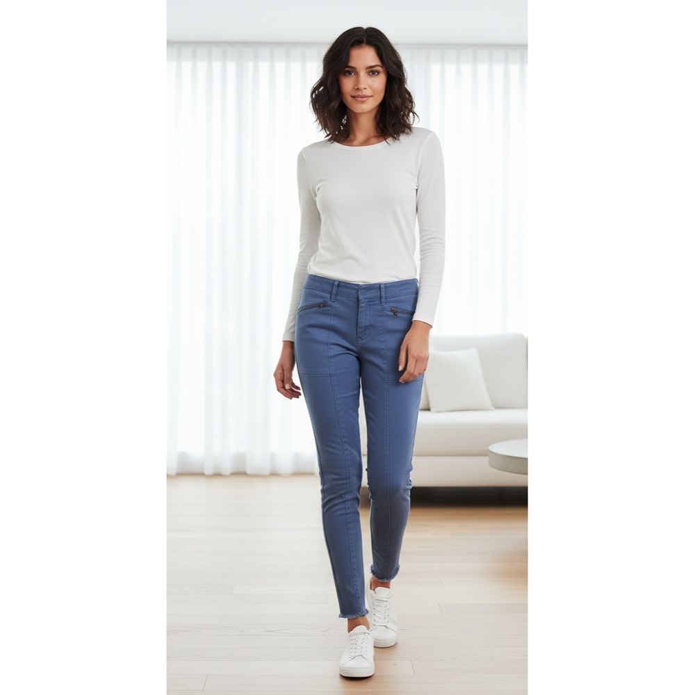 Loft 2 Womens Blue Zipper Moto Skinny‎ Ankle Jeans Biker Y2k Grunge Boho Retro